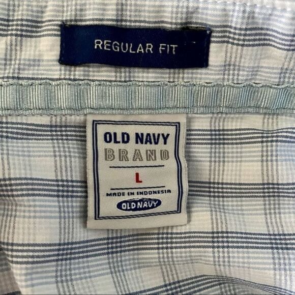 Old Navy Long Sleeve Button Down Blue Shirt Large - Picture 9 of 10